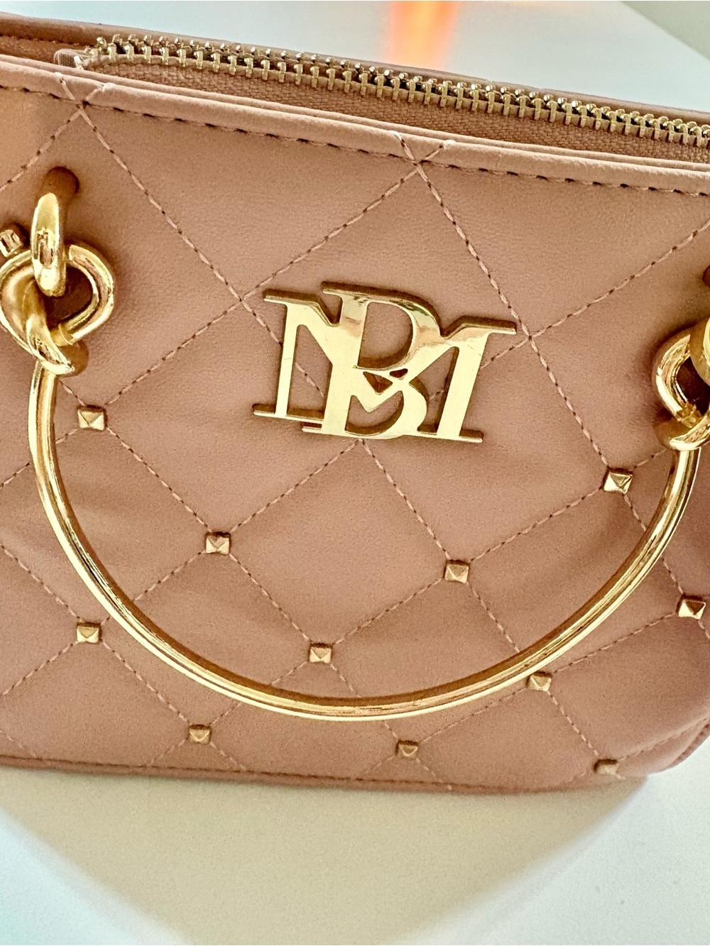 Badgley Mischka Pink Quilted Crossbody with Gold Hardware - Picture 12 of 13
